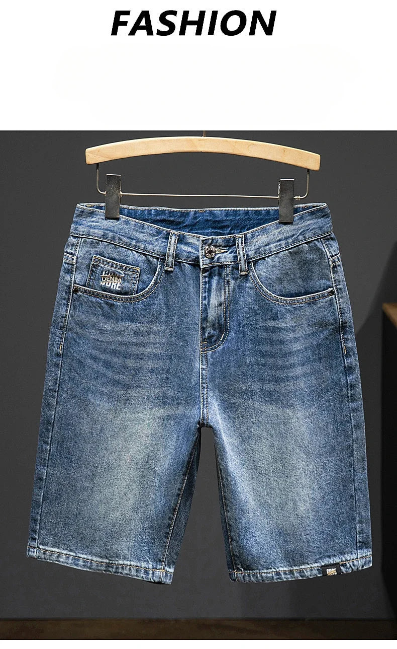 2024 New in Vintage Men's Denim Shorts Fashion Straight Bermuda Jeans Slim Soft Casual Short Pants Male Streetwear