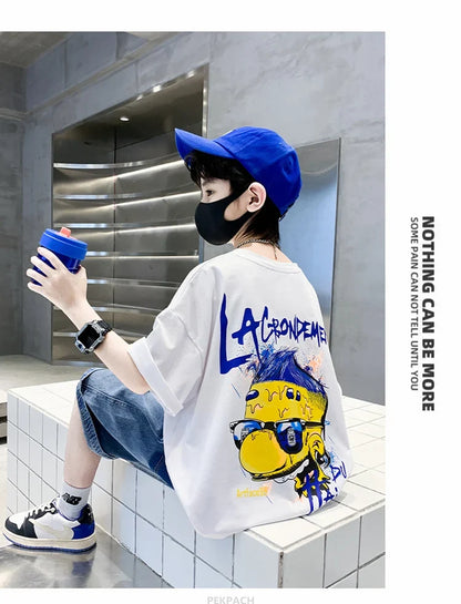 Boys New Summer Clothing Set Kids Short Sleeve T-shirt + Denim Shorts 2pc Sports Outfits for Kids Child Casual Cartoon Tracksuit