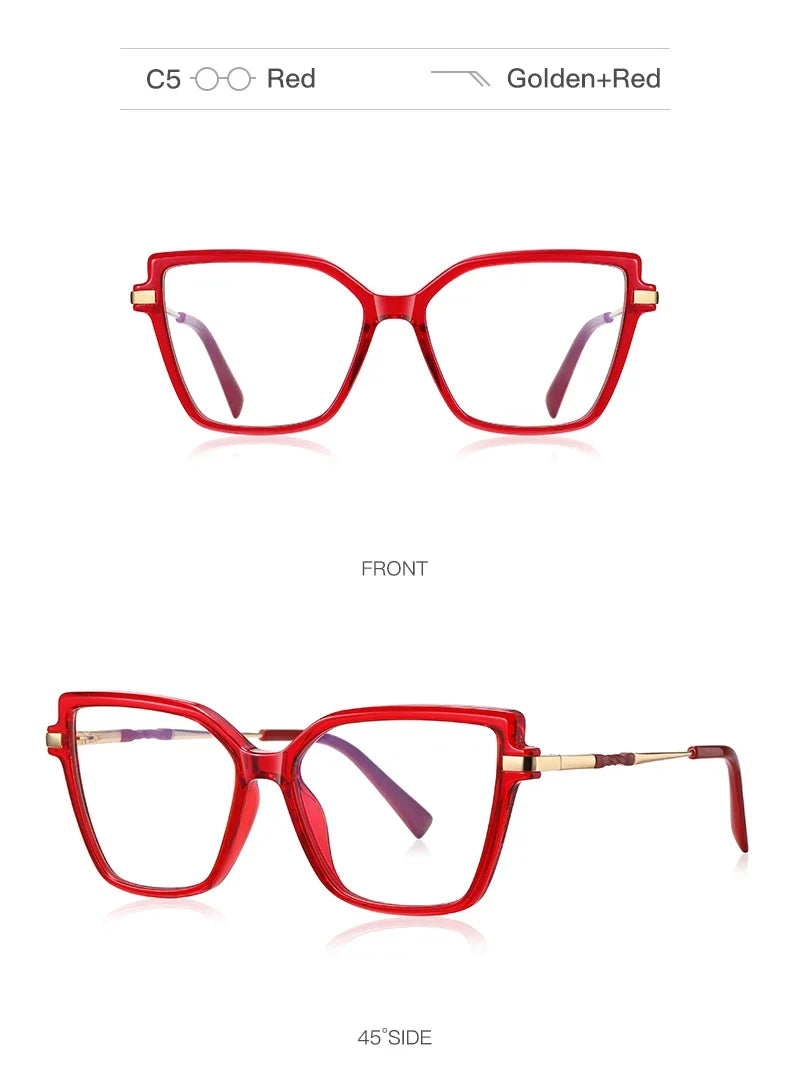 Simple Design Fashionable Large Frame Anti-Blue Light Glasses Women's Reading Glasses Customizable Prescription PFD2208