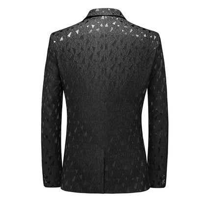 Classic Black Jacquard Suit Male Business Casual Coat Fashion Men Wedding Party Tuxedo Dress Blazers Slim Fit Tops