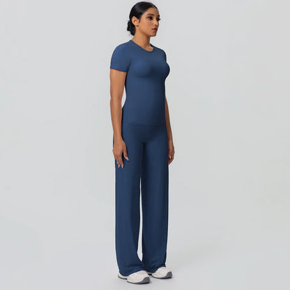 Fitness Sports Workout Yoga Set for Women Naked Feel Slim Casual Workout Top T-Shirt Quick Drying Push Up Running Pants Yoga Set