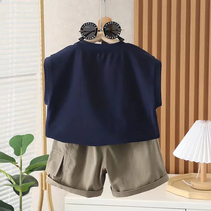 0-5-Year-Old Boys' Set Summer Children's Sleeveless Top Casual Shorts Two-Piece Set Men's Baby Fashion Clothes
