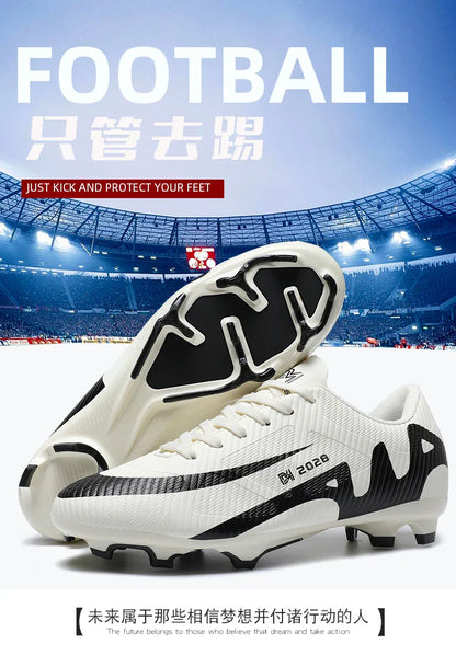 Professional FG/TF Soccer Cleats Men Football Boots Long Spike Grass Match Breathable Lightweight Comfortable Training Sneakers