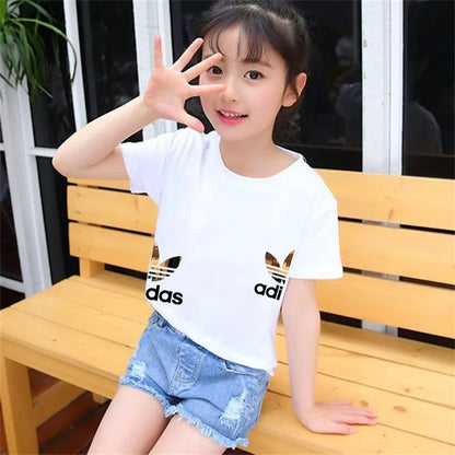 Kids T-shirts Summer Letter Stamp O-neck Short Sleeve -Tshirts+Pants Suits 2-12 Years Boys Girls Casual Outfits Children Clothes