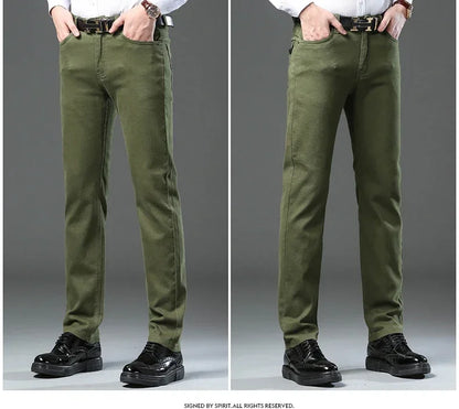 Spring Autumn Fashion Brown Business Casual Stretch Denim Pants Male Brand Trousers Men's Clothing Slim Jeans Plus Size 28-44