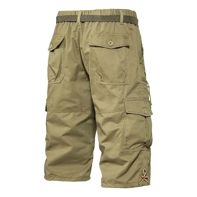 Men Summer Capri Pants Men Plus Size Multi Pocket Cargo Shorts Men Casual Outdoor Breathable Lightweight Daily Wear Street Style