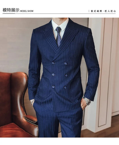 27 Colors ( Blazer + Vest + Pants ) Boutique Fashion Plaid Formal Office Business Mens Suit Three Pieces Groom's Wedding Dress