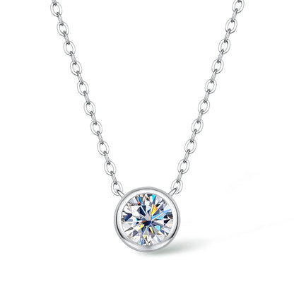 Rose Gold 1CT Moissanite Pendant Necklace For Women D Color Lab Created Diamond Choker Chain Original 925 Silver Jewelry Gift