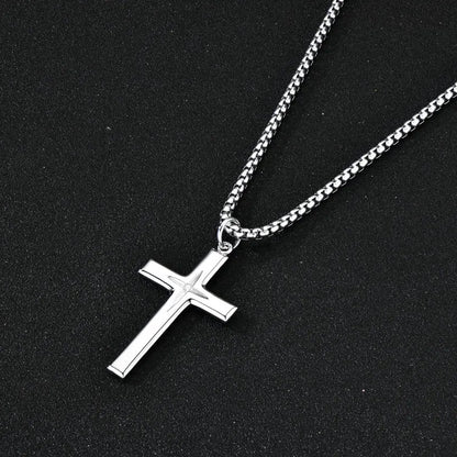 2.2mm Moissanite 925 Sterling Silver Cross Pendant Necklace Stainless Steel Rollo Chain for Men Fashion Party Daily Gift