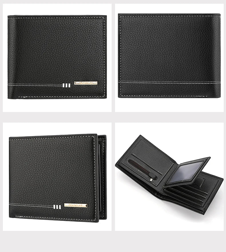Nouveau Portefeuille Homme Porte-Cartes de Crédit Fermeture Éclair Porte-Monnaie Motif Litchi Haute Qualité Portefeuille Court d'Affaires Pour Hommes