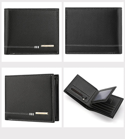 Nouveau Portefeuille Homme Porte-Cartes de Crédit Fermeture Éclair Porte-Monnaie Motif Litchi Haute Qualité Portefeuille Court d'Affaires Pour Hommes