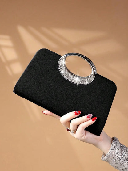 Women's Sparkling Glitter Crystal Evening Bag, Handbag And Crossbody Bag With Simple And Elegant Design, Suitable For Wedding