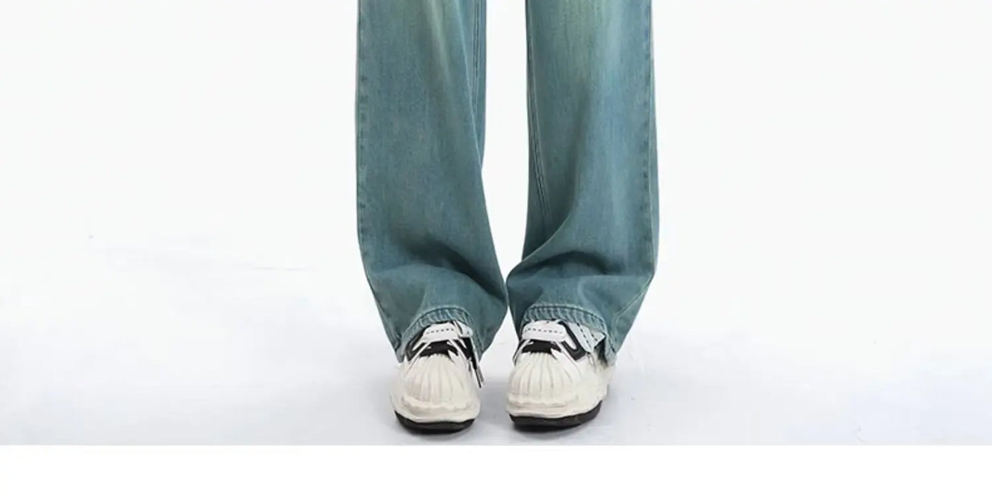 Women Comfortable Thin Denim Pants New Female Vintage Mid Waisted Jeans Pants Girls Smile Edition Straight Leg Jeans Trousers