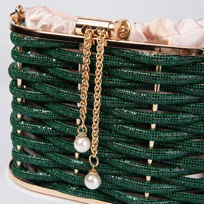 Handbag Shoulder Glitter Pearl Wedding Party Clutch Purse Diamonds Shiny Beading Evening Bag Crossbody Rhinestone Luxury Woman