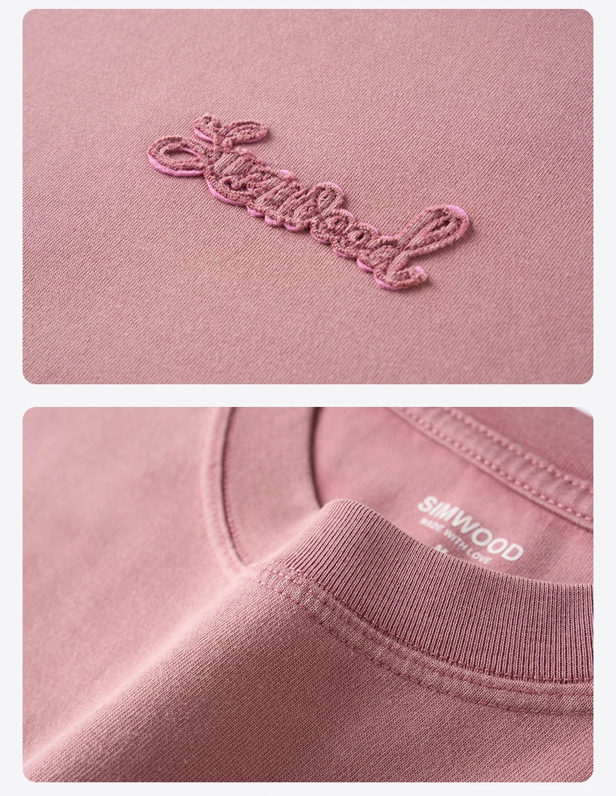 2026 Summer New 260gsm 100% Cotton Fabric Snow Washed Vintage T-shirts Men Letter Embroidery Plus Size Tops