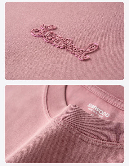 2026 Summer New 260gsm 100% Cotton Fabric Snow Washed Vintage T-shirts Men Letter Embroidery Plus Size Tops