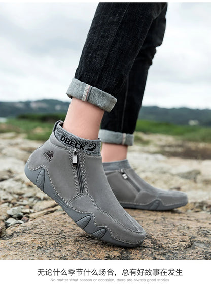 DBECK Men Sneakers Casual Shoes Male High Top Sneakers Winter Warm Designer Fashion Loafers Lace Up Shoes Men Ankle Boots
