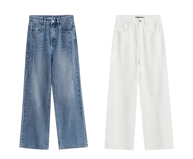 Minimalism Women Jeans 2025 Autumn Vintage Denim Pants Loose Wide Leg Pants Woman Casual Pants Female Trousers 12551002