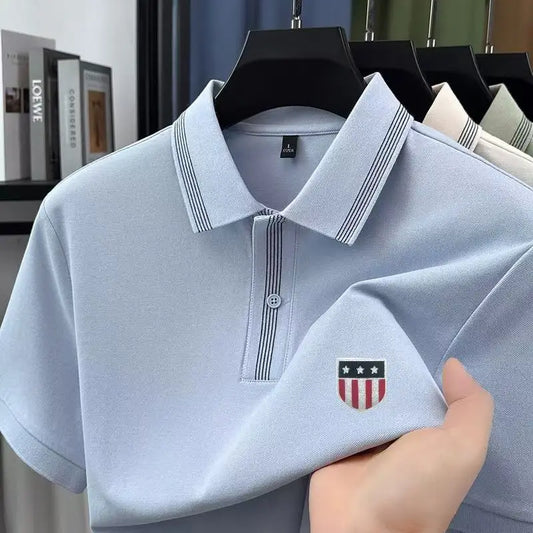 Premium Hot Sales Man Short-Sleeved Polo Shirt Lapel Button Patterned Print Golf T-Shirt Summer Business Fashion Men's Clothing