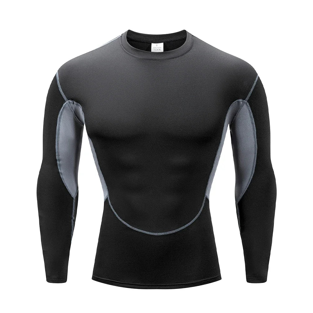 Men's Running T Shirt Quick Dry Shirt Yoga Training Compression Sports Tops Long Sleeve Solid Running Sweatshirt T-Shirts