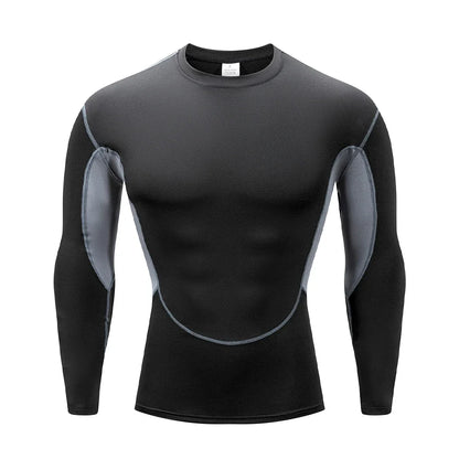 Men's Running T Shirt Quick Dry Shirt Yoga Training Compression Sports Tops Long Sleeve Solid Running Sweatshirt T-Shirts