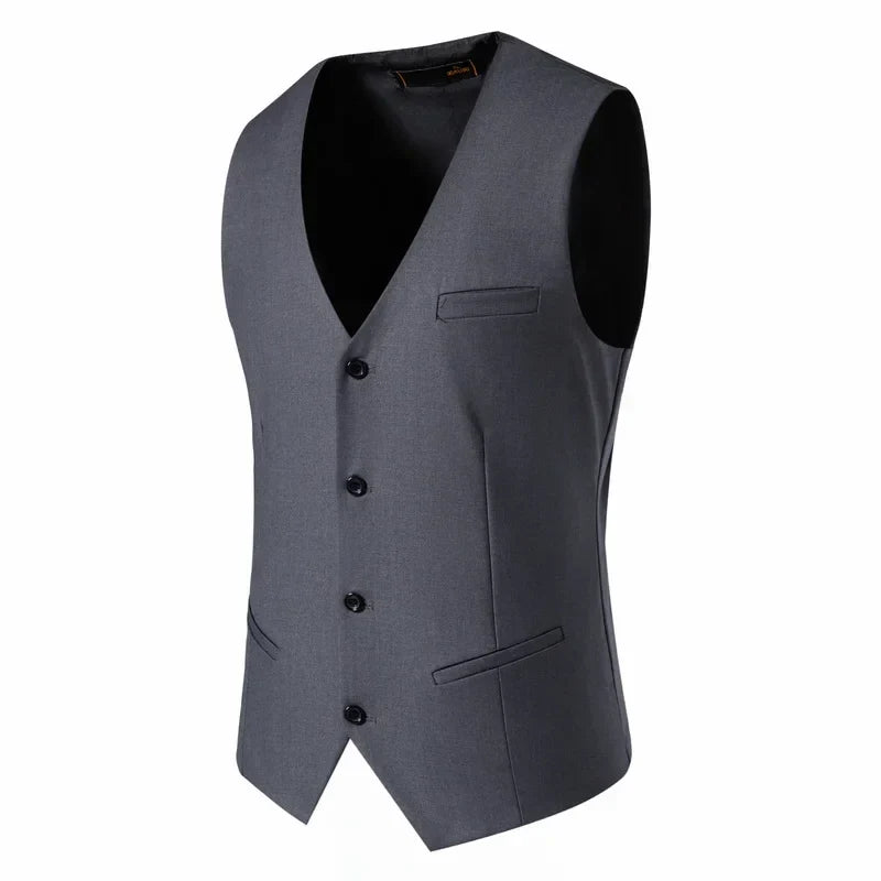 2024 New  Solid Color Men's Vest Versatile Suit Collar Slant Hem Mens Blazer Waistcoat  Dark Gray Black Red Navy-Blue  S-6XL