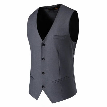 2024 New  Solid Color Men's Vest Versatile Suit Collar Slant Hem Mens Blazer Waistcoat  Dark Gray Black Red Navy-Blue  S-6XL