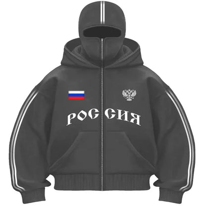 Popular Gothic Hip-hop Men Coat New Autumn Winter 2000s Zipper Letter Printing Design Unisex Hoodie Casual Loose Women Streetwea