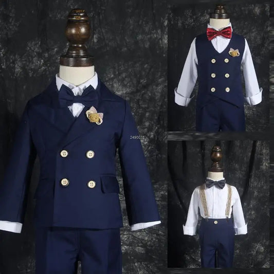 Little Boys Wedding Suit Children Photography Dress Kids Stage Performance Formal Blazer Suit Baby Birthday Ceremony Costume