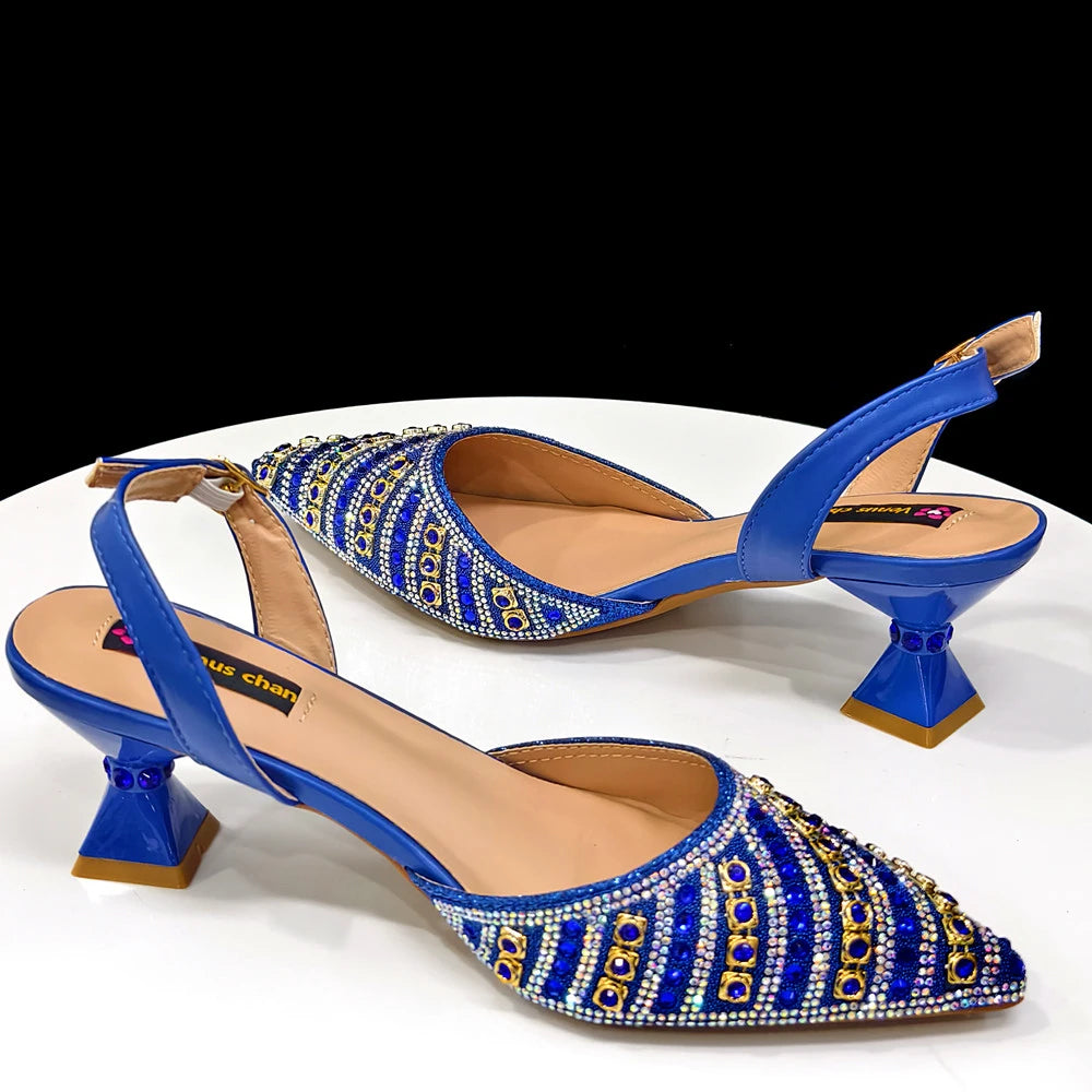 2025 Elegant Multicolor Color Women's  Heels and Rhinestone Handbag Set - Italian Design for Weddings and Parties