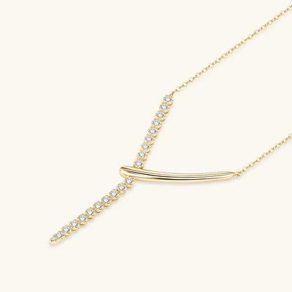 Full Round Moissanite Y-shaped Pendant Necklace for Women S925 Sterling Silver Chain Fine Jewelry Gift with Certificate