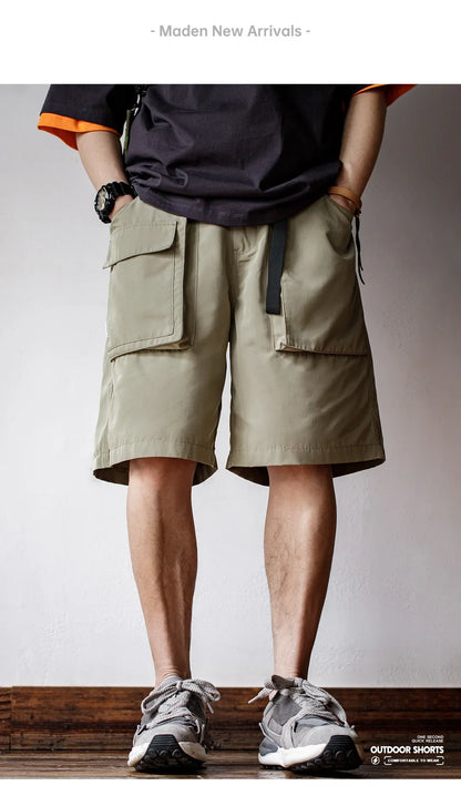Outdoor Lightweight Functional Solid Shorts Quick Drying Pants Anti Wrinkle Large Pockets Casual Pants for Men's Summer