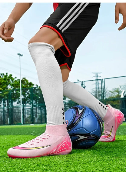 New Men Football Boots Match Long Spikes Soccer Shoes Cleats Boys Comfortable Training Sport Adult Breathable Outdoor Non Slip