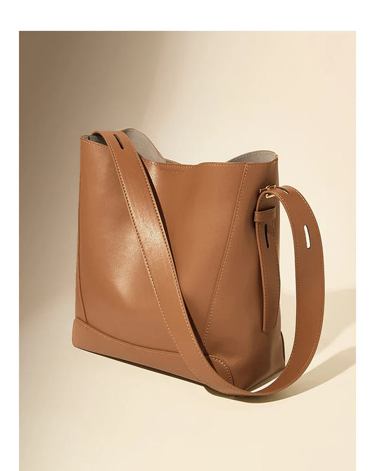 Lady Women Hobo Bucket Bag Split Leather Fashion Shoulder Bags Large Capacity Handbag Wide Adjustable Strap Female Bags
