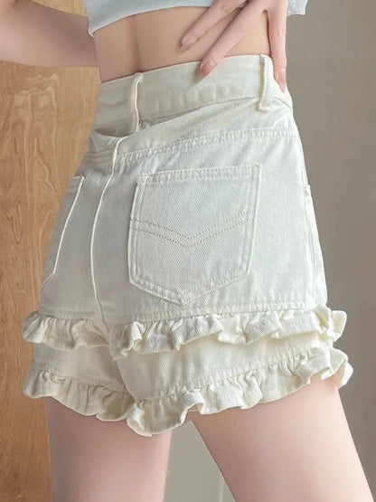 Denim Shorts 2025 Summer Thin High-waisted A-shaped Straight Hot Pants