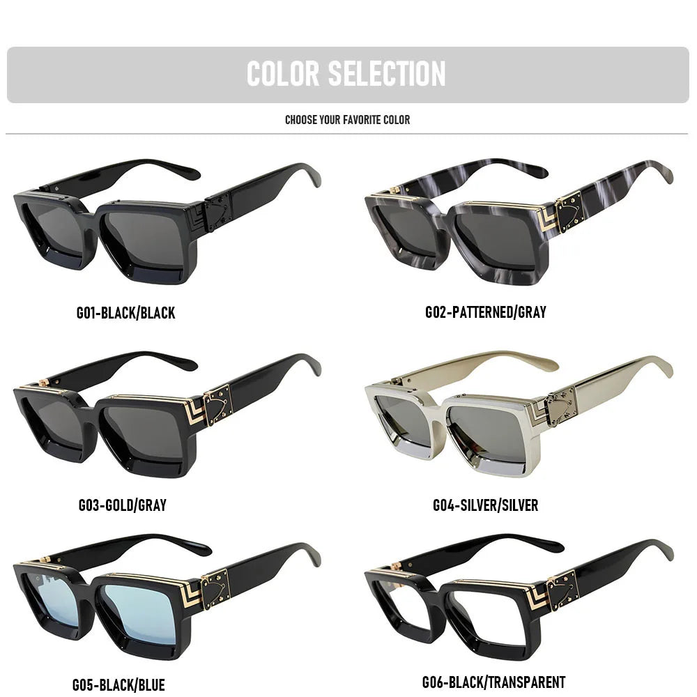 Brand Design Square Sunglass Men Vintage Retro Millionaire Sunglasses Women Thick Frame Fashion Glasses Dropshipping Gafas De So