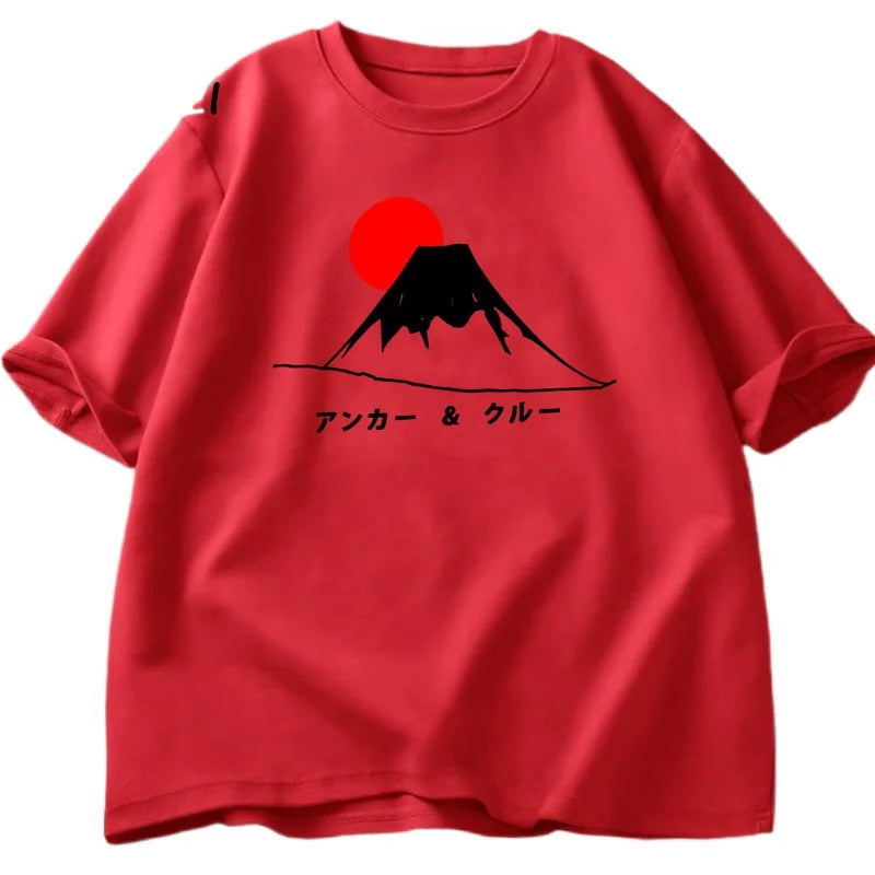 Mount Fuji Sun Set T-shirt Men Women Japanese Style Short Sleeve T-shirt High Quality Shirt Short-Sleeved Comfortable Tee Summer