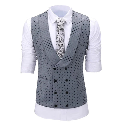 Men's Suit Formal Neck Square wave point leisure  Casual Waistcoat Formal Business Grey Navy Vest Groomman For Wedding Evening