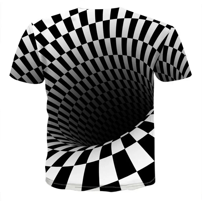 Men's 3D printed T-shirt, oversized loose fitting clothing for men, retro fashionable short sleeved top, fun and affordable roun