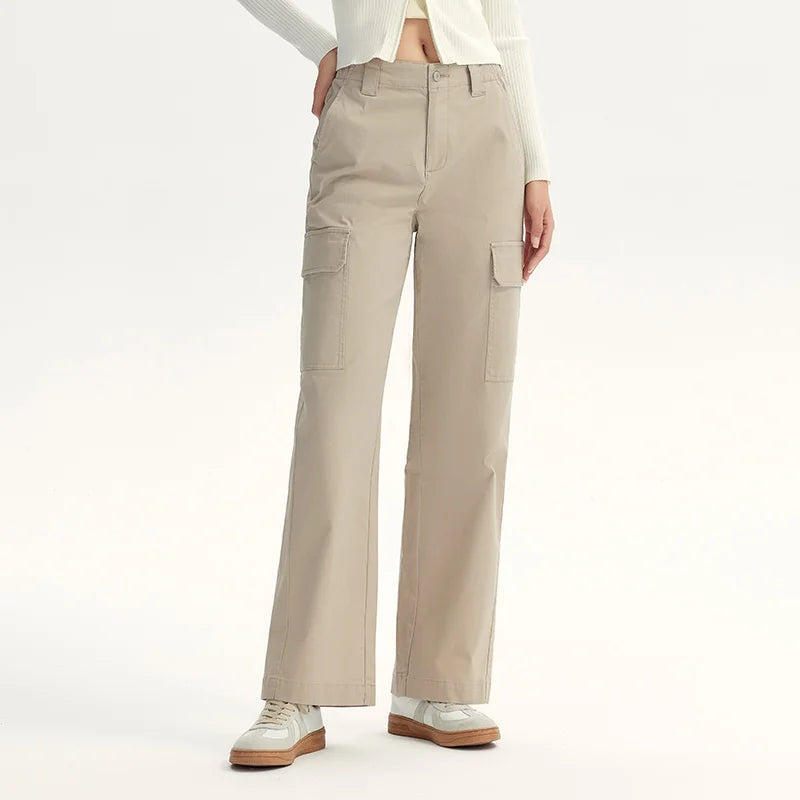 Women Pants Urban Workwear Cargo Wide Leg Loose Straight Casual Style Slim Street Daily Trousers 2026 Autumn
