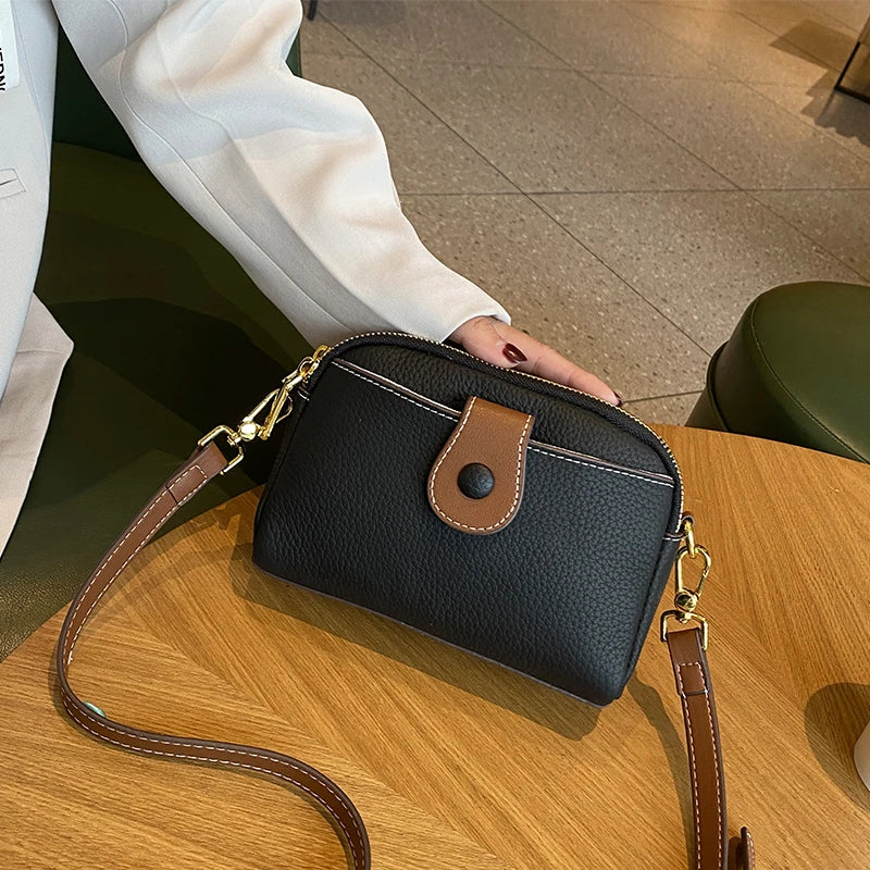 Women's Cowhide Genuine Leather Bag Female Fashion Designer Luxury Handbag Ladies Small Square bag Retro Crossbody Shoulder Bags