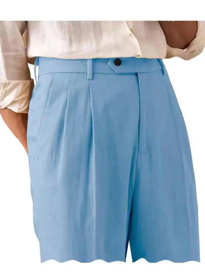 Premium Men's Pants Pleated Wide-Leg Dress Chinos Business Daily Office Versatile Formal Casual Trousers Banquet Wedding Summer