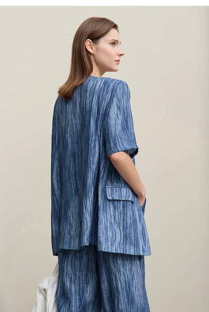 Women's Jacket 2026 Summer New Loose Casual V-neck Single Button Blazer Separate Versatile Wide-leg Women Trousers 12621092