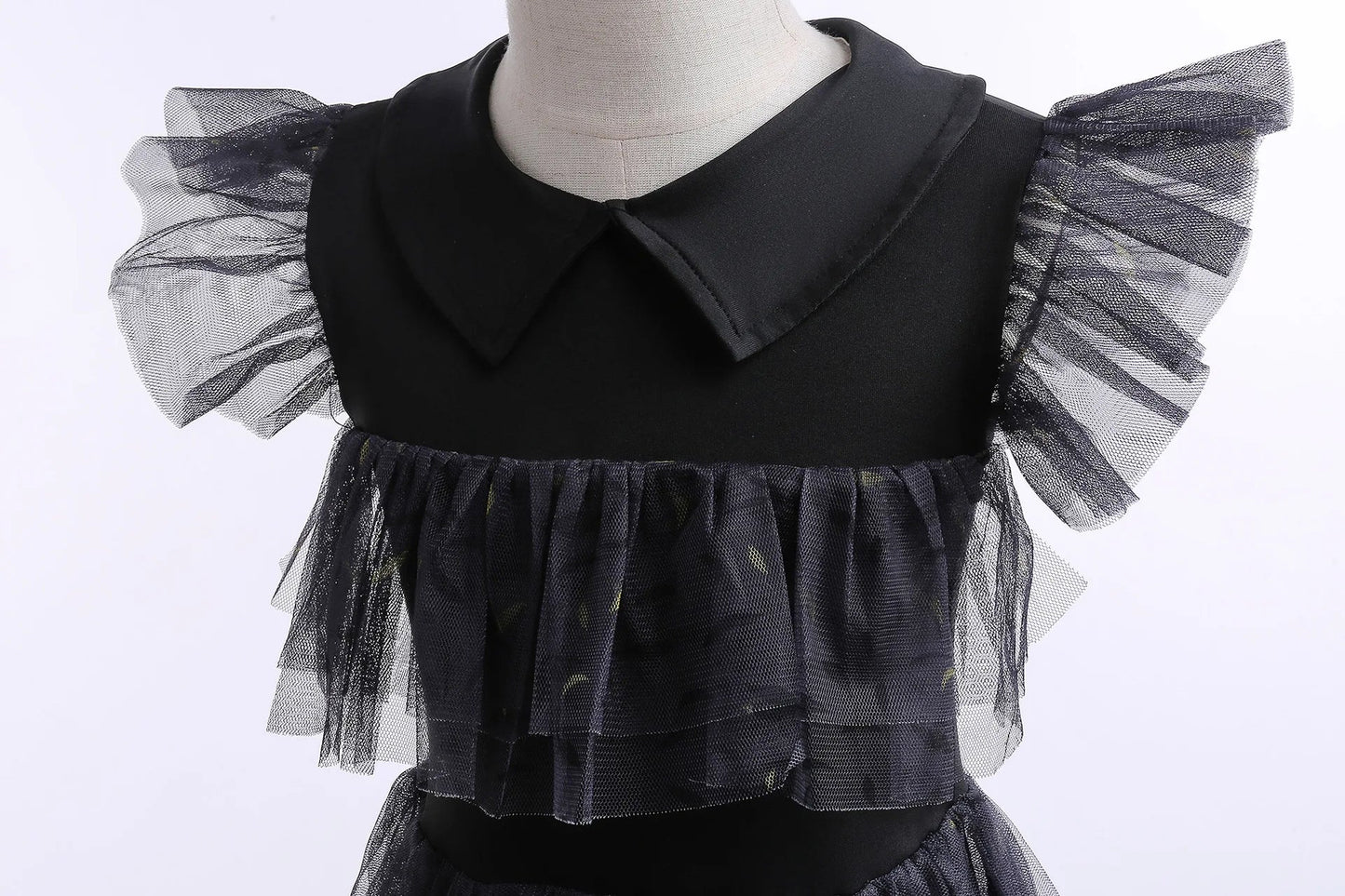 Wednesday Cosplay For Girls Costume Movie Addams Dresses for Girl Kids Mesh Party Dresses Halloween Carnival Costumes 4-12Yrs