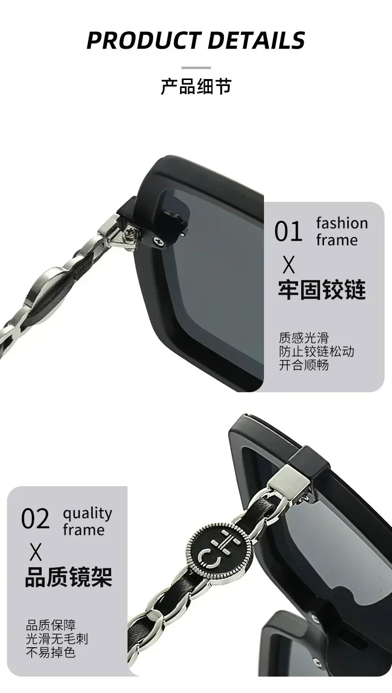 New Fashion Sunglasses for Women Hot Sale Polarized Large Frame Square Retro Sun Glasses Gradient Ladies Sunglass for Men UV400