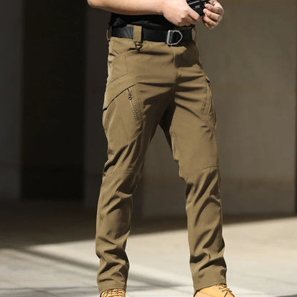 Men Elastic Sharkskin Spring Autumn City Cargo Pants Hiking Camping Climbing Casual Tactical Military Combat Trousers Quick Dry