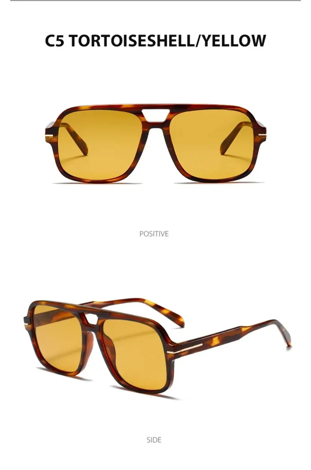 Double Bridge Square Aviator Sunglasses - UV400 Vintage Pilot Style, Retro Classic Sun Glasses for Men Women Unisex