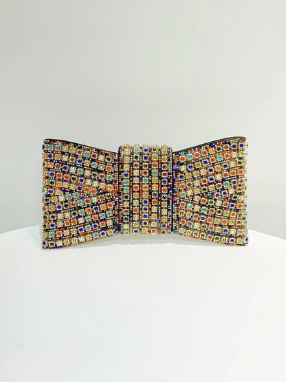 2025 Luxury Bow Design Sequin Dinner Clutches Metal Chain Shoulder Bag Wedding Reception Storage Bag Haute Banquets Evening Bags