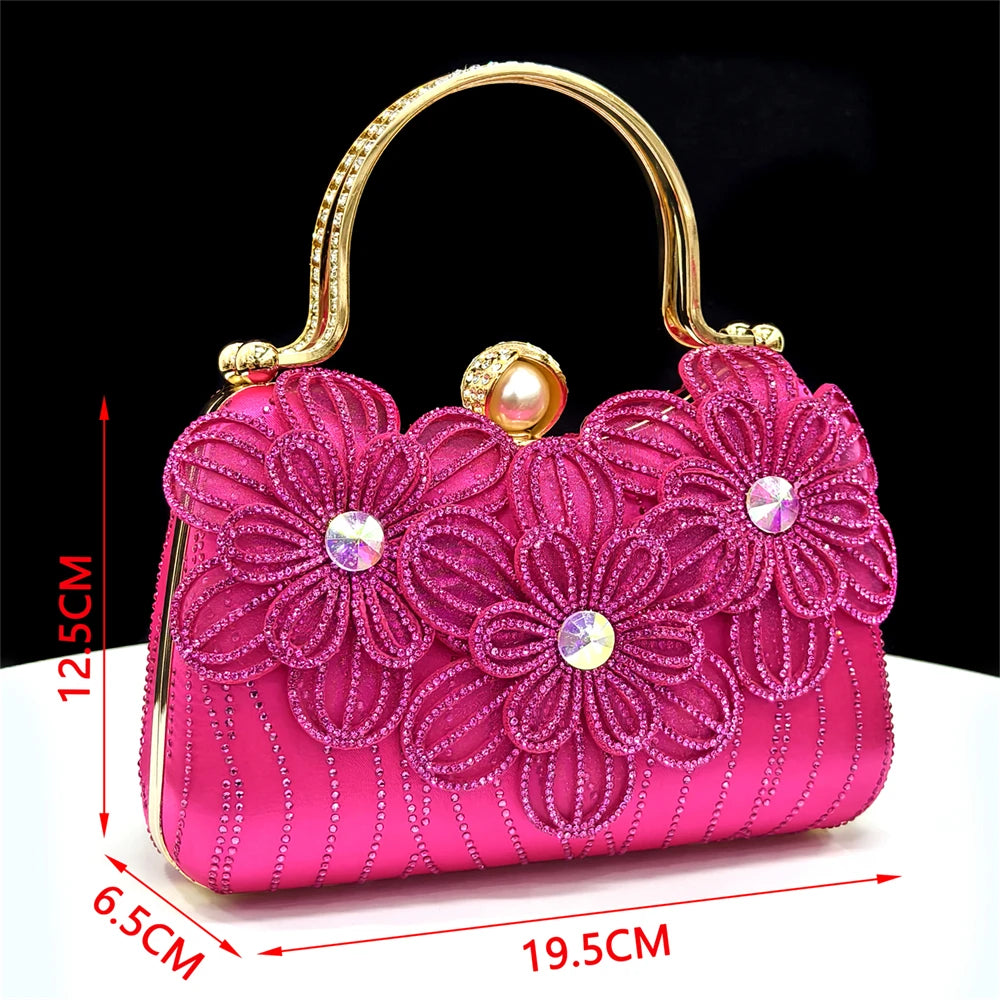 2026 Elegant Gold Color Women's Heels Handbag Set Rhinestone Embellished Designer Shoes for Weddings Special Events