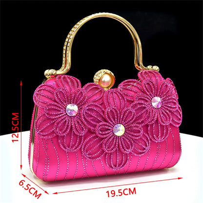 2026 Elegant Gold Color Women's Heels Handbag Set Rhinestone Embellished Designer Shoes for Weddings Special Events